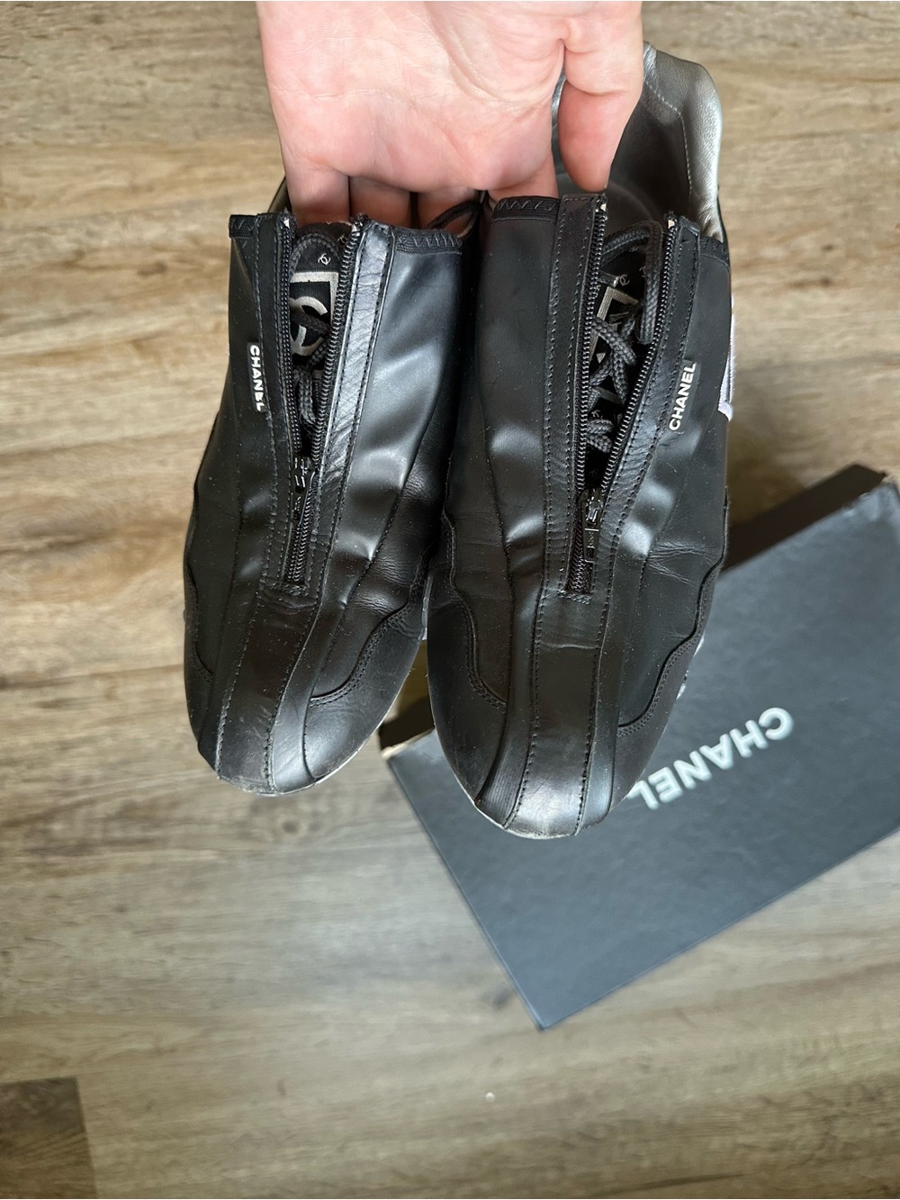 CHANEL Black Leather Sneakers - Picture 7 of 12